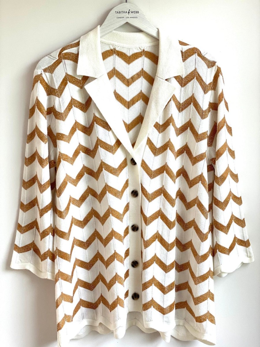 Hot Tabitha Webb Pj Top Chevron White/Gold