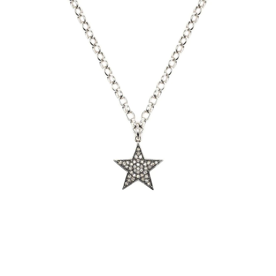 Clearance Kirstie Le Marque Diamond & Silver Chunky Star Necklace