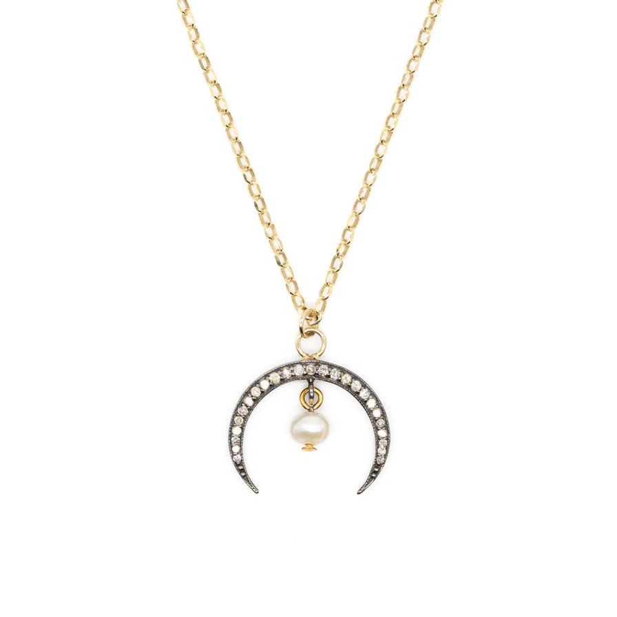 Best Kirstie Le Marque Diamond Horn & Pearl Drop Necklace