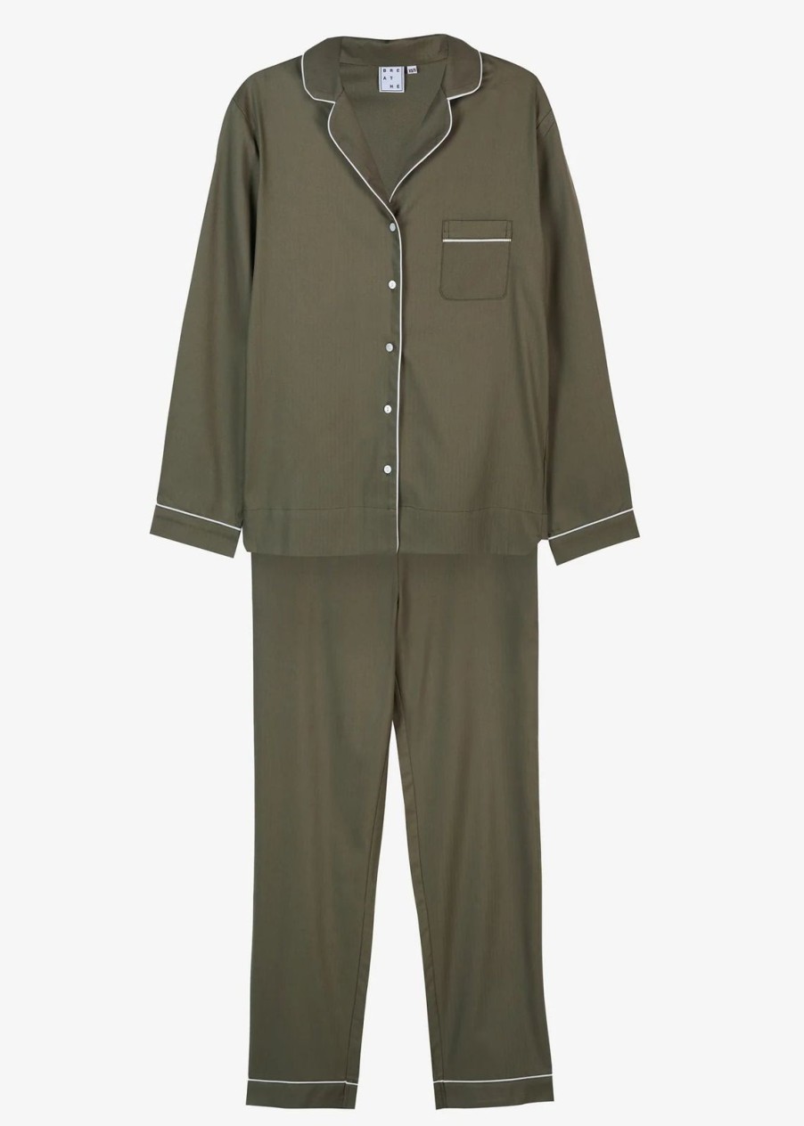 Hot BREATHE Herringbone Pyjama Khaki