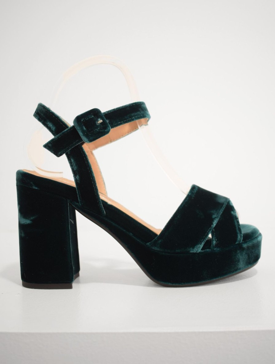 Clearance Donna Lei Dubai Sandal Emerald Velvet