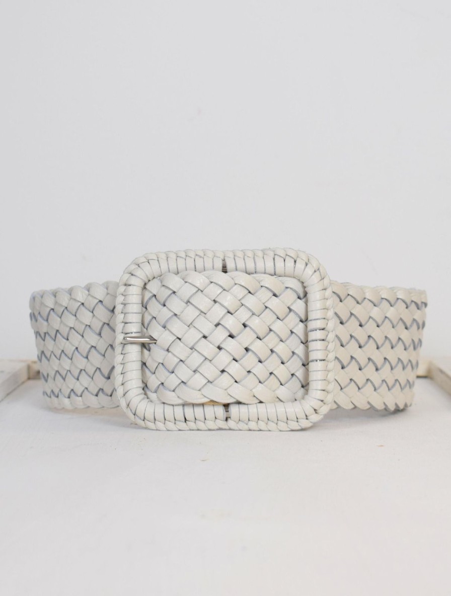 Hot Abro Luna Wide Plaited Belt Cream