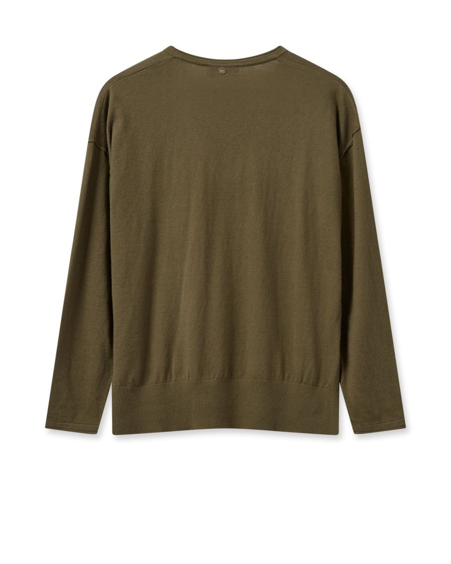 Best Mos Mosh Mmtani V-Neck Knit Burnt Olive