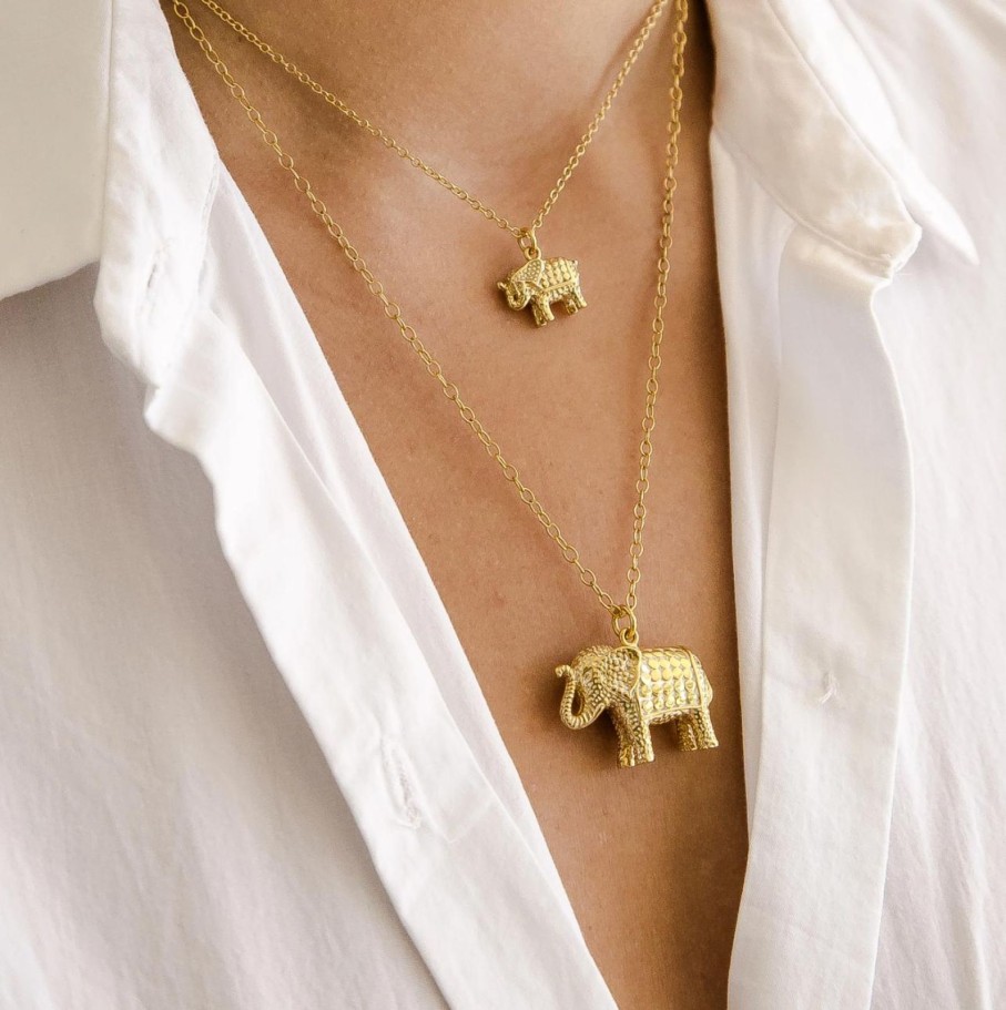 Wholesale Anna Beck Large Elephant Charm Necklace Gold