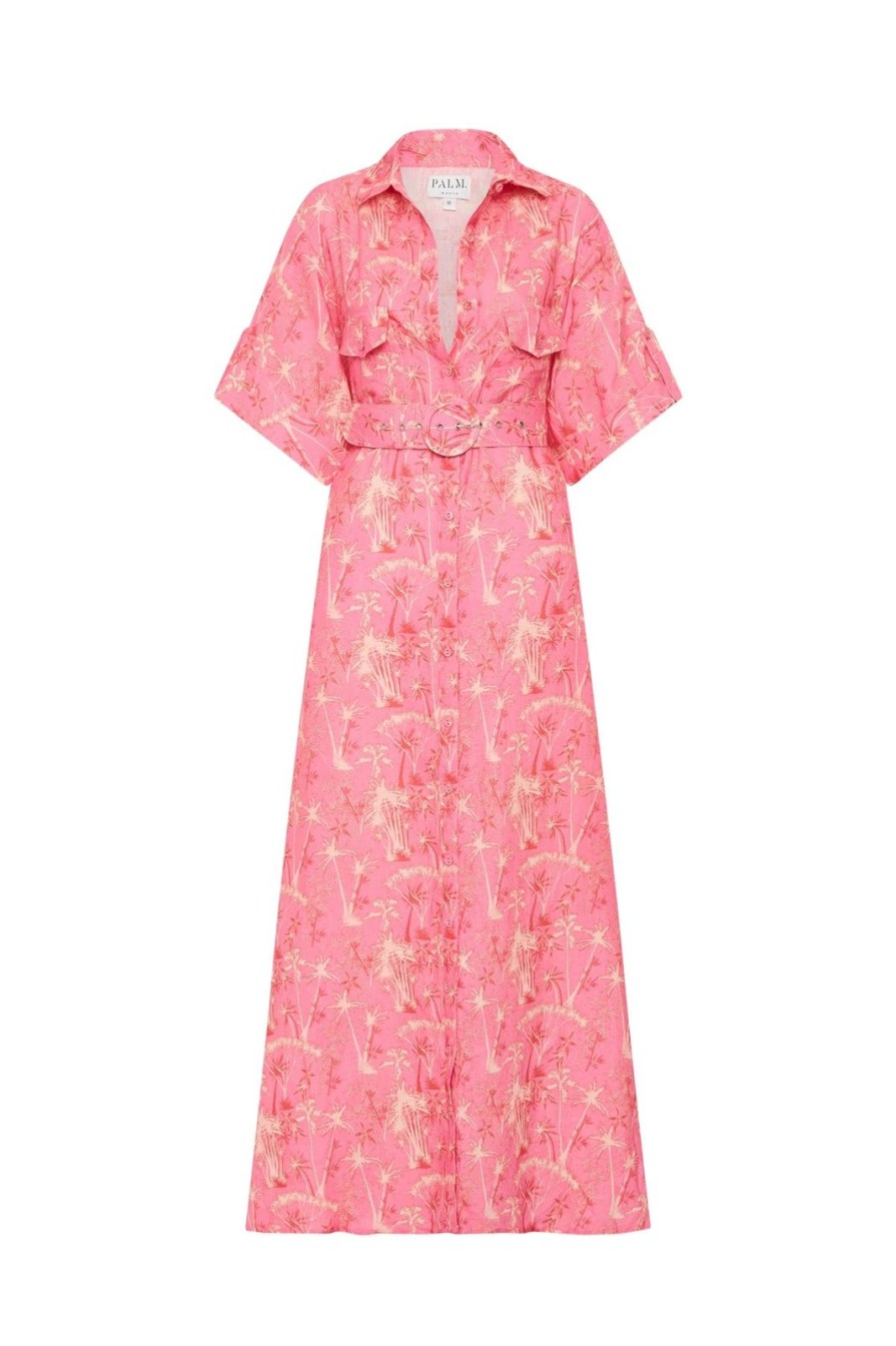 Clearance Palm Noosa Memento Dress Pink Palms