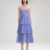 Hot self-portrait Lilac Polka Dot Tiered Chiffon Dress