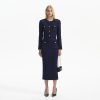 New self-portrait Navy Midi Knit Skirt