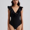 New BY MALINA Paola Ruffled V-Neck Swimsuit