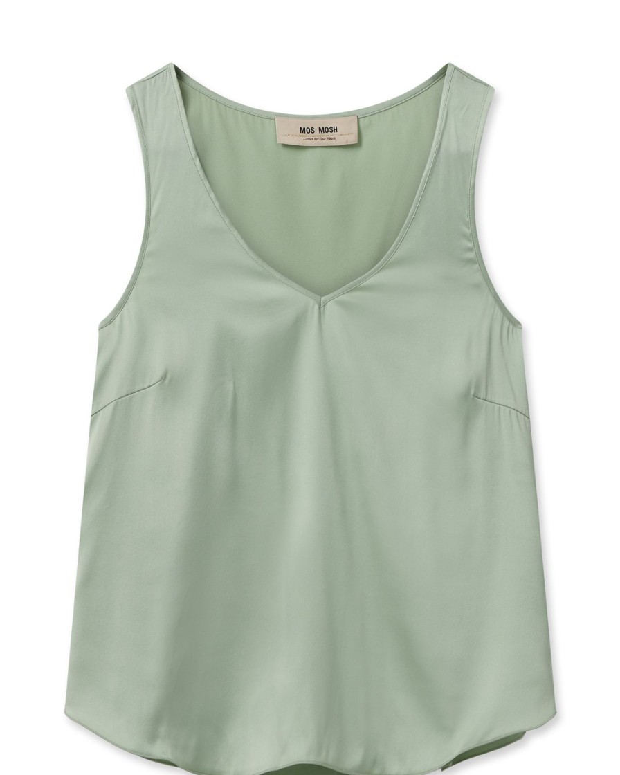 New Mos Mosh Mmastrid Silk V-Neck Smoke Green