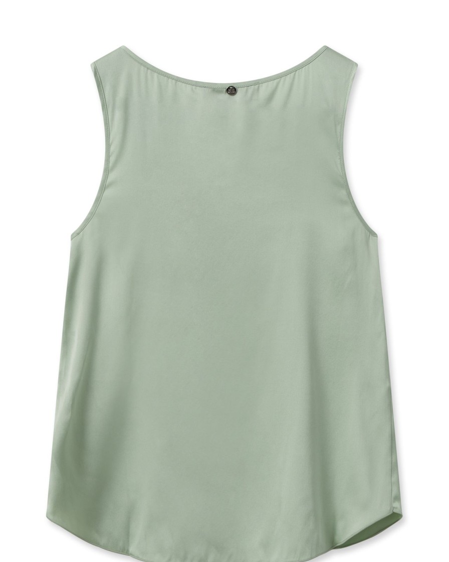 New Mos Mosh Mmastrid Silk V-Neck Smoke Green