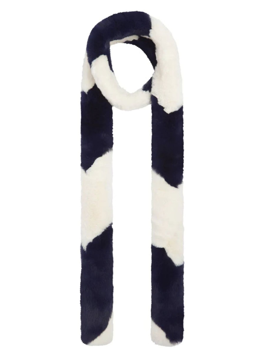 Clearance Nooki Ziggy Faux Fur Scarf Navy/Cream