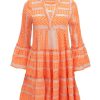 New Devotion Twins Ella Short Dress Neon Orange/Off-White