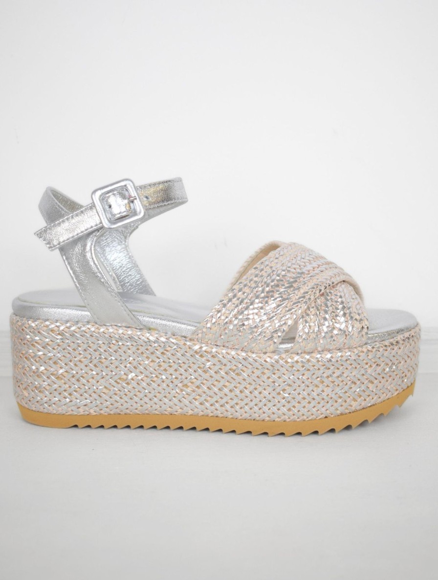 New Donna Lei Jaipur Raffia Sandal Silver