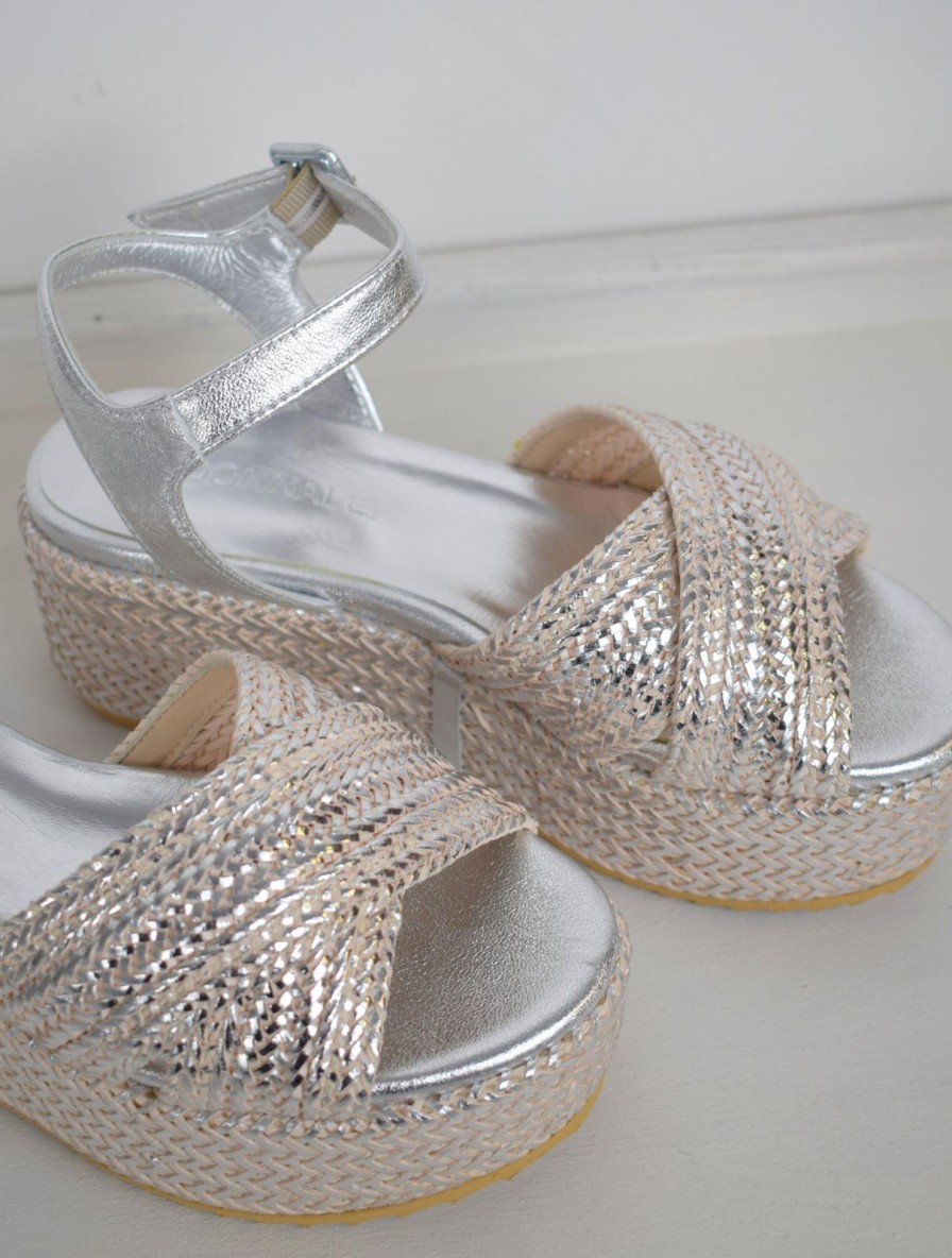 New Donna Lei Jaipur Raffia Sandal Silver