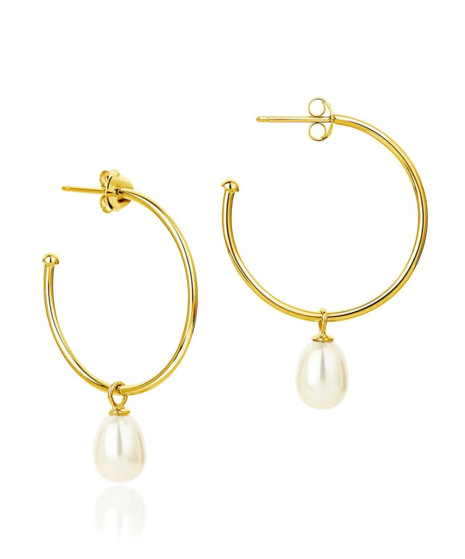 Best Claudia Bradby Favourite Gold Hoop Pearl Drop Earrings