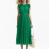 Hot self-portrait Green Chiffon Sleeveless Ruffle Midi Dress