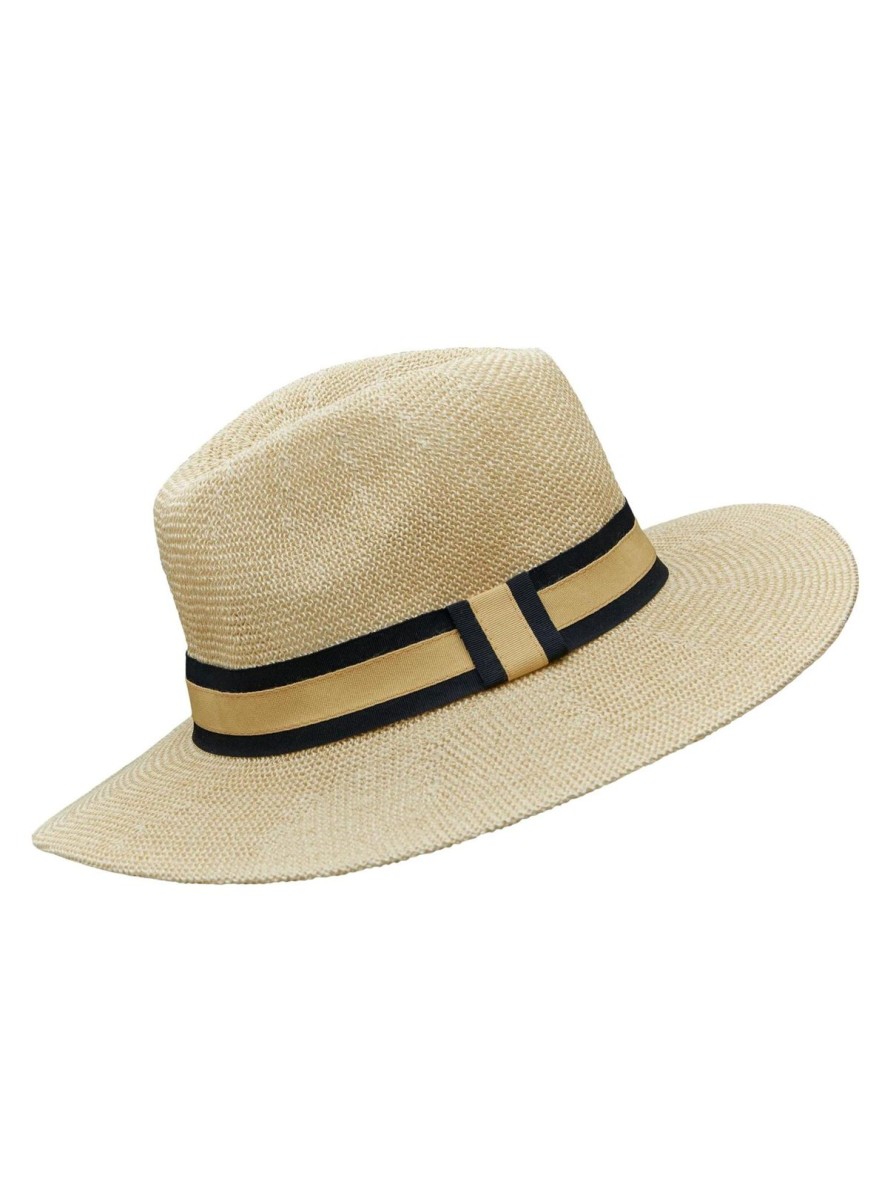 Hot Somerville Scarves Panama Hat Black/Tan Band